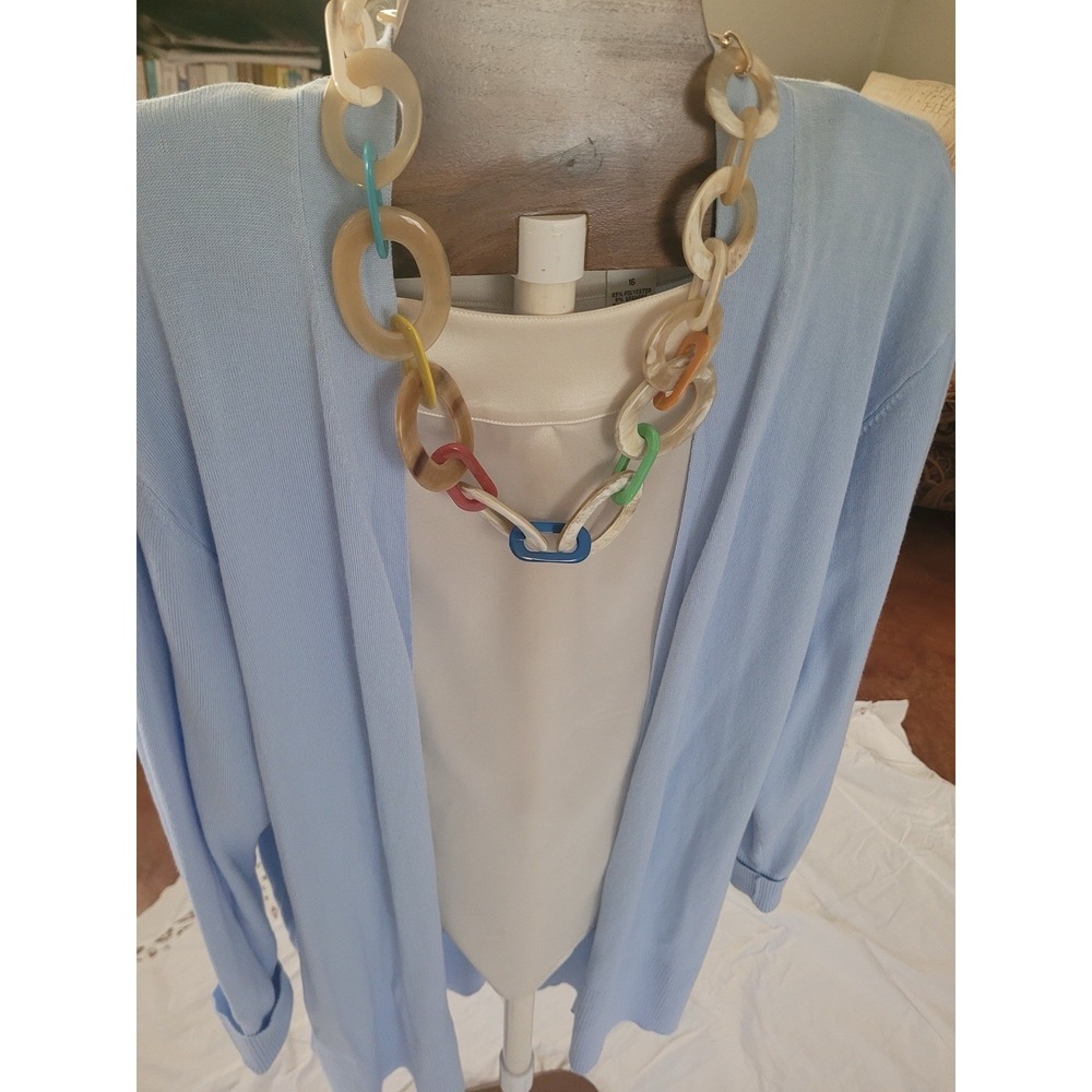 Ecrothreads‎ Light Blue Knit Cardigan Sweater Lightweight Tight-Knit XL Women